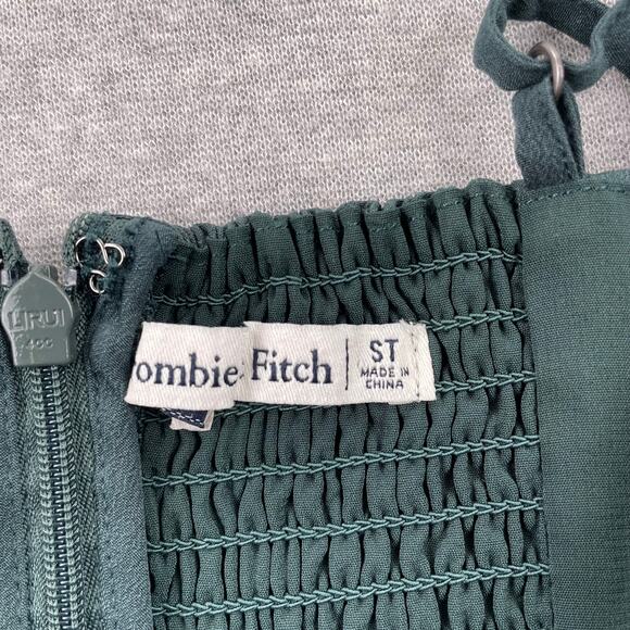 SOLD Abercrombie & Fitch Twist-Front Cutout Jumpsuit Small Tall Dark Green - Picture 4 of 14